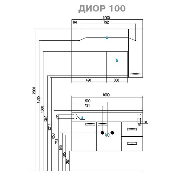 Мебель для ванной Aquaton Диор 1A167701DR010 100 раковина Премьер М, белый