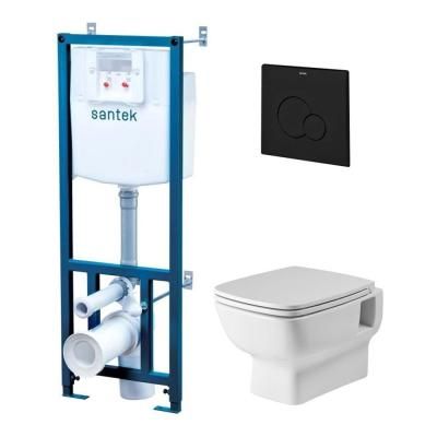 Комплект унитаз подвесной Santek Heo Rimless 1WH501777 4 в 1 + инсталляция + кнопка смыва