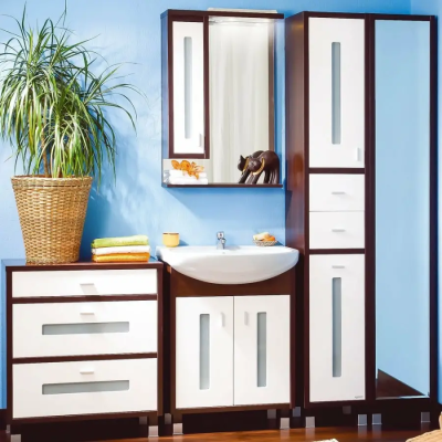 Комплект мебели для ванной Бриклаер БАЛИ 60RV, венге/белый