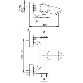 Смеситель для ванны Paini Cox без аксессура с термостатом