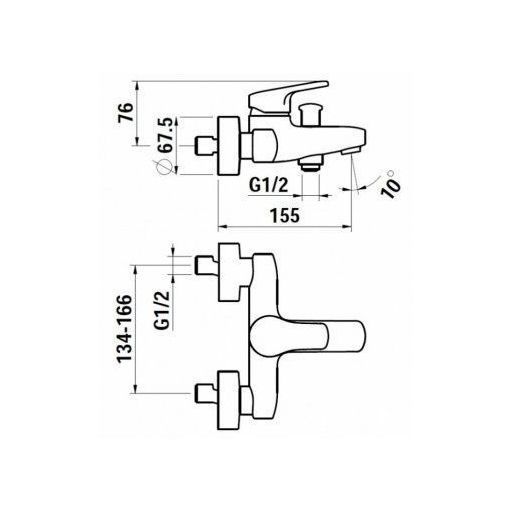 Смеситель Laufen Citypro 3.2195.7.004.400.1 для ванны с душем, хром
