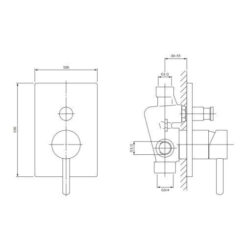 Смеситель Omnires Y Y1235-KCR для ванны, хром