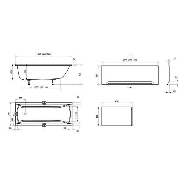 Ванна акриловая Ravak Classic C541000000 170x70