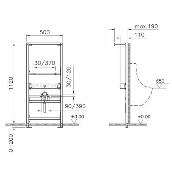 Система инсталляции для писсуаров VitrA Frame 780-3800