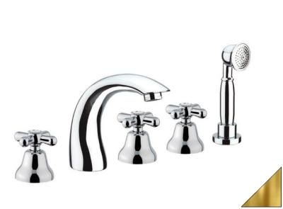 Смеситель Fiore Margot 26GO0608 на борт ванны, на 5 отверстий, золото