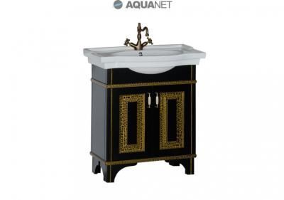 Тумба  для комплекта Aquanet Валенса 80 черный краколет/золото