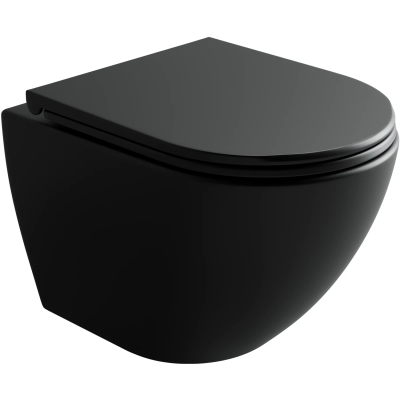 Унитаз подвесной Ceramica Nova Metropol CN4002TMB безободковый, торнадо, с сиденьем микролифт, черный матовый