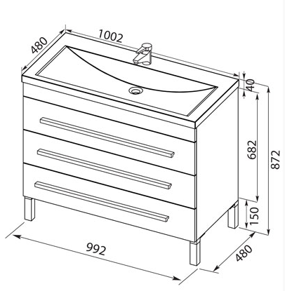 Тумба под раковину Aquanet Верона 00178472 100 черная