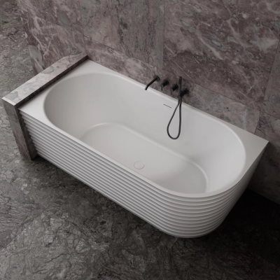 Ванна из литьевого мрамора Abber Stein AS9651 170x80 см L, белый матовый