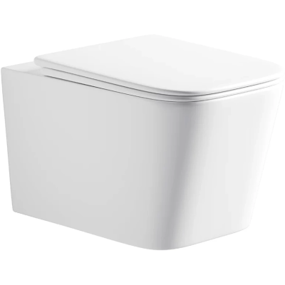 Унитаз подвесной River Gudzon 520 WT 10000014212 безободковый, торнадо, с сиденьем микролифт, белый