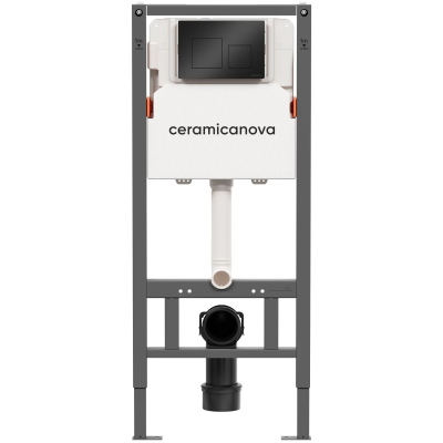 Инсталляция для унитаза Ceramica Nova Balance Square CN121002MB с кнопкой смыва, черный матовый