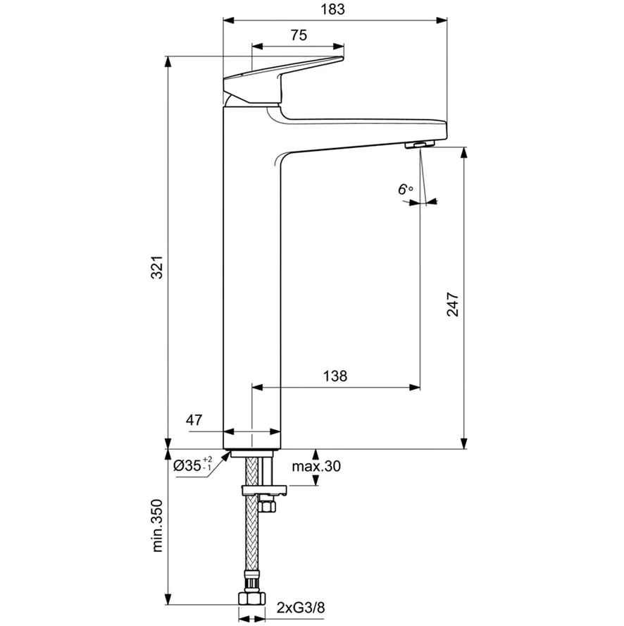 Смеситель Ideal Standard Ceraplan Vessel BD236AA для раковины, хром.