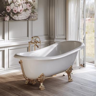 Ванна композитная Tiffany World TW176 bi/oro отдельностоящая, белый/золото