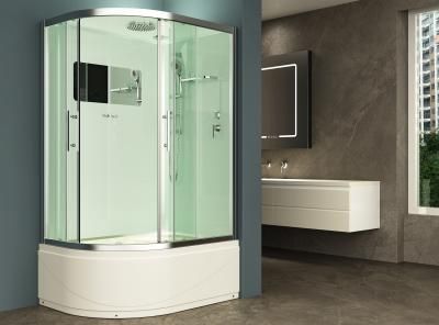 Душевая кабина полукруглая с крышей и высоким поддоном EST-129CRB (R)120x90x210cм  ESKB129CRBR, Белый, рифлёное стекло, профиль матовый хром
