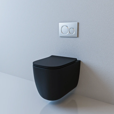 Унитаз подвесной beWash Schutz BKWHR102510 безободковый, с сиденьем микролифт, черный матовый