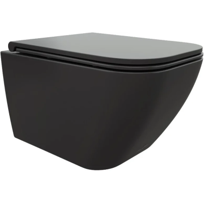 Унитаз подвесной Ceruttispa Mimi Aria CT8920 безободковый, с сиденьем микролифт, черный матовый