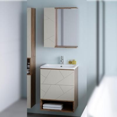 Комплект мебели для ванной Бриклаер КРИСТАЛЛ 60ZSL, латте/дуб крафт табачный