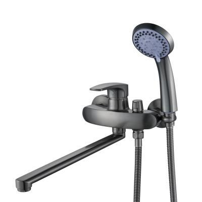 Смеситель для ванны однорычажный с изливом 35 см Shevanik S5072T, Оружейная сталь