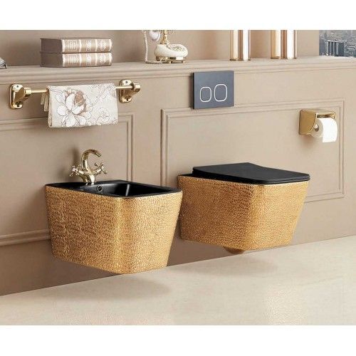 Унитаз Vincea Q-Line VT1-12G1B (подвесной) золото/черный