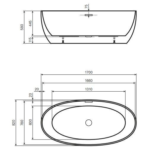 Акриловая ванна Mauersberger Veris 1817000101 170х80 белый