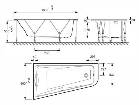 Акриловая ванна Jacob Delafon Odeon Up 160x90 L