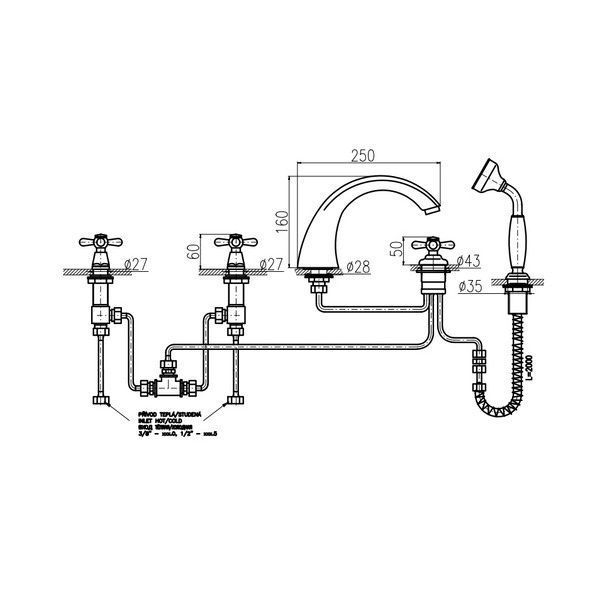 Смеситель Rav Slezak Morava Retro MK169.5PZ для ванны золото