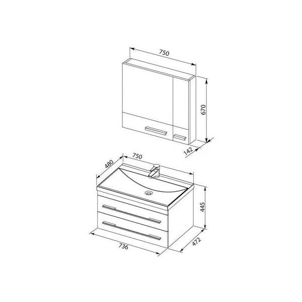 Тумба под раковину Aquanet Нота 00171488 75 венге