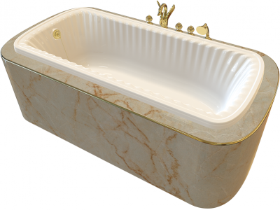 Ванна акриловая Migliori Olivia Podium ML.OLV-40.104.DO 174х83 белая, золото, встраиваемая в подиум