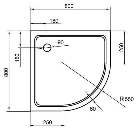 Поддон для душа акриловый Cezares Tray TRAY-A-R-80-550-15-W радиальный