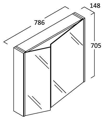 Шкаф-зеркало Berloni Bagno SNF03 DX/100 R 80 белый глянцевый