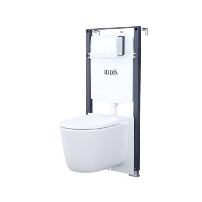 Комплект 3в1: подвесной унитаз, инсталляция и клавиша смыва белая, Basic, IDDIS, BASSPO1i73