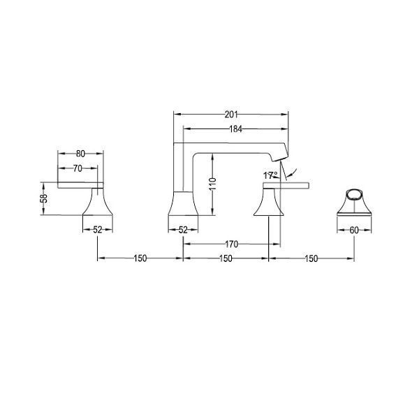 Смеситель Villeroy & Boch Classic TVT10100100061 для ванны, хром
