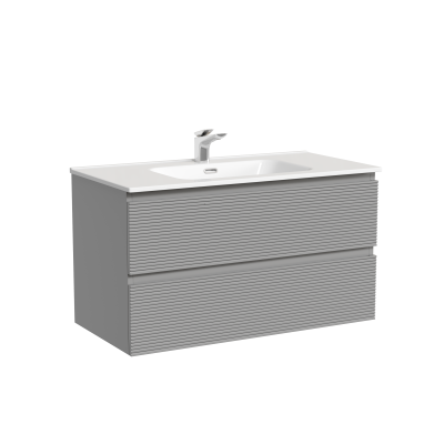 Тумба подвесная SANCOS Folk 890х445х500, c двумя ящиками оснащенными доводчиками, Ergraut soft, FL90ES