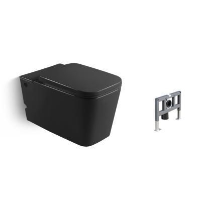 Унитаз подвесной Cerutti SPA C-370C Black с функцией импульсного слива и инсталляцией, черный