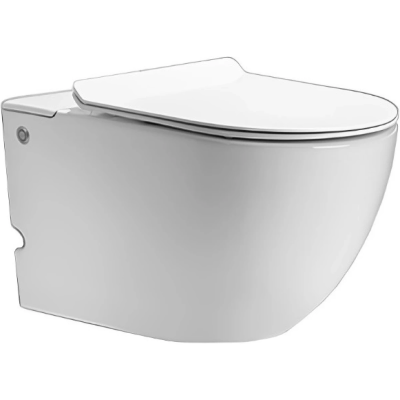 Унитаз подвесной Ceruttispa Barbaria Aria Pulse CT10591 импульсный, безободковый, торнадо, с сиденьем микролифт, белый