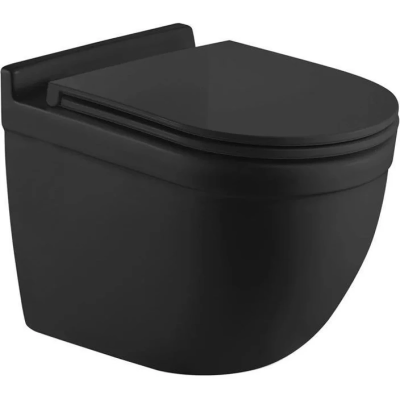 Унитаз подвесной WeltWasser Heimbach 043 MT-BL 10000012078 безободковый, торнадо, с сиденьем микролифт, черный матовый