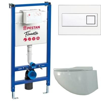 Комплект Pestan СЕТ Fluenta SET40006661DW подвесной унитаз + инсталляция + кнопка смыва DIAMOND бел
