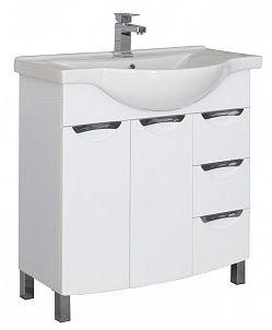 Тумба под раковину Aquanet Асти 00177786 85 белая, 2 дверцы, 3 ящика