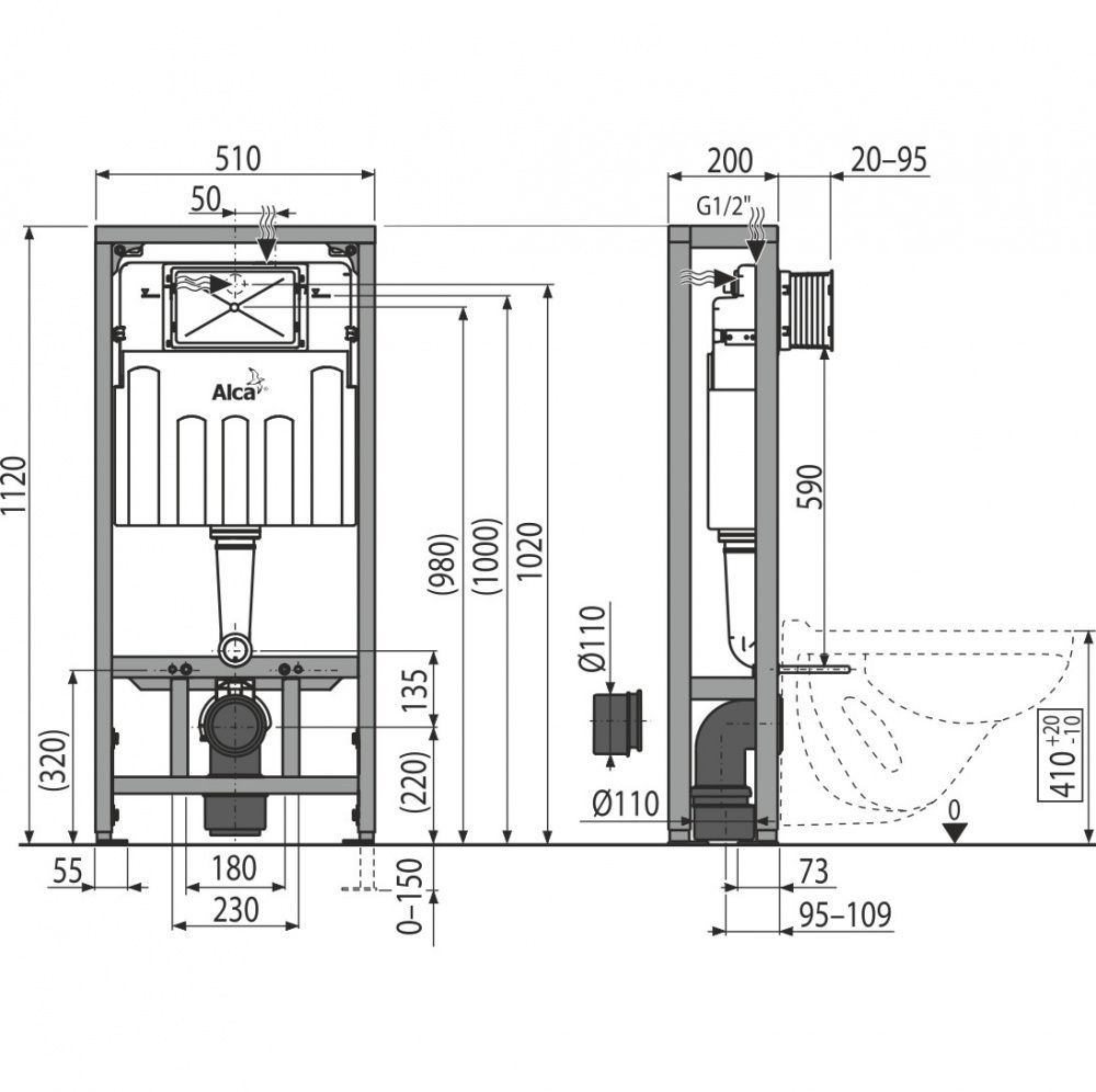 Инсталляция ALCAPLAST Sadromodul am101/850-0001