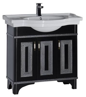 Тумба  для комплекта Aquanet Валенса 90 черный краколет/серебро