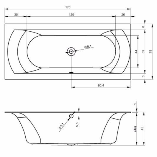 Ванна акриловая Riho Linares BT4400500000000 170x75 с тонким бортом R