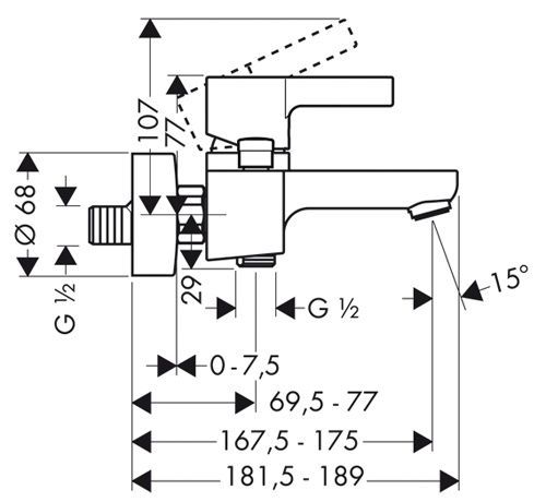 Смеситель Hansgrohe Metris S 31460000 для ванны с душем