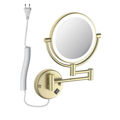 Зеркало косметическое настенное с подсветкой 5х Aquatek AQ4915BG, шлифованое золото