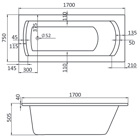 Ванна акриловая Santek Монако XL Comfort Plus 1WH112401 170х75 см