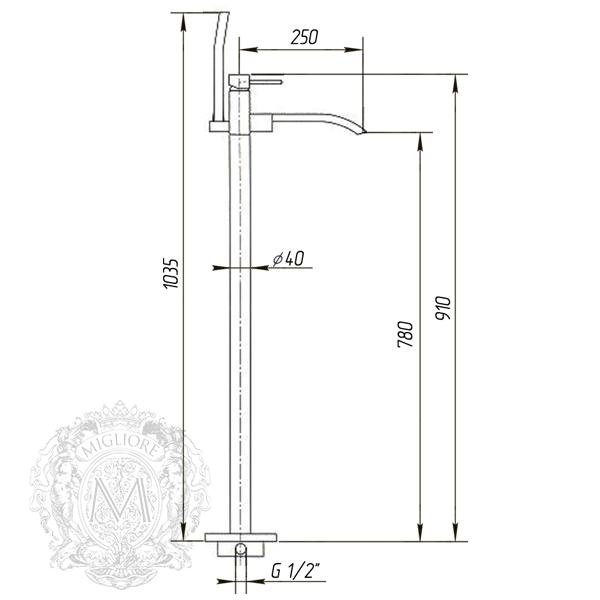 Смеситель монокомандный Migliore Inside ML.INS-9260.CR для ванны