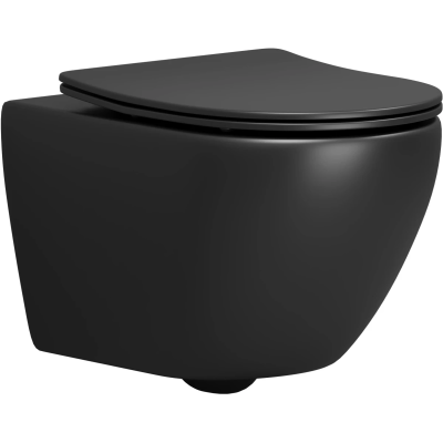 Унитаз подвесной Grossman GR-4457BMSQ безободковый, торнадо, с сиденьем микролифт, черный матовый