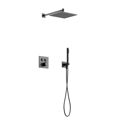 Душевой комплект с термостатом SANCOS Linn, с внутренней частью, вороненая сталь  SC9022GG