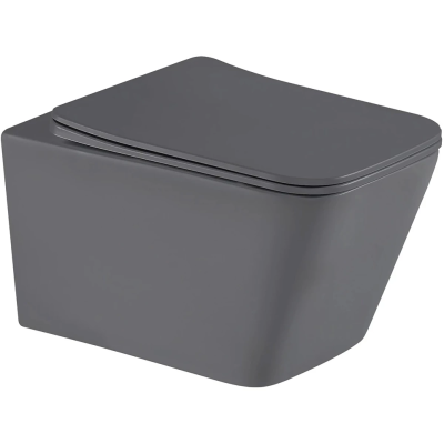 Унитаз подвесной GID Tr2143TF-Dgm безободковый, торнадо, с сиденьем микролифт, темно-серый матовый