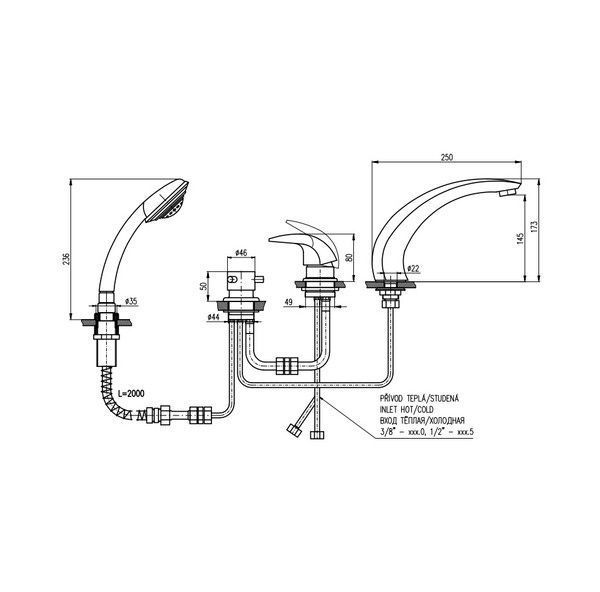 Смеситель Rav Slezak Dunaj D469.5SZ для ванны золото