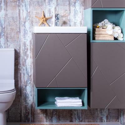 Тумба с раковиной и нишей Бриклаер КРИСТАЛЛ 50, графит/муссон